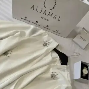Aljamal – Abaya Blanche Perlée 3 pièces - SUGULINE