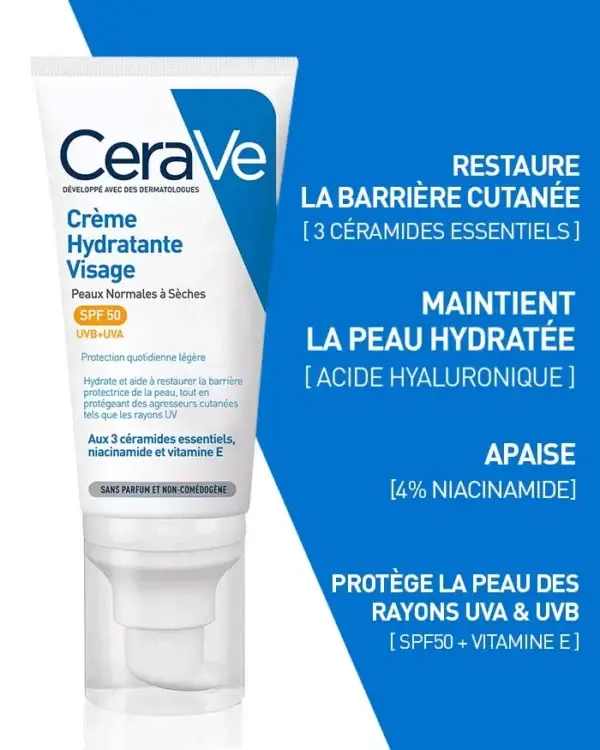 CeraVe – Crème Hydratante Visage SPF50 52ml – Image 3