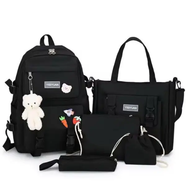YISIYUAN – Sac à dos adolescents noir (6 pièces)