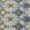 CRYSTALS FROM SWAROVSKI –Tissu brodé Autriche 5 Yards - Blanc/Bleu/Or