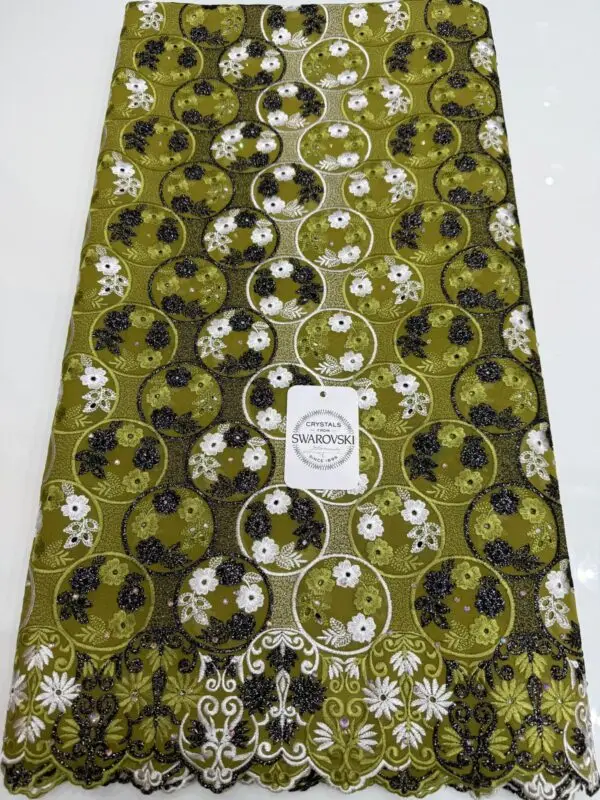 CRYSTALS FROM SWAROVSKI –Tissu brodé Autriche 5 Yards