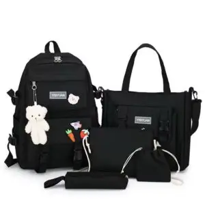 YISIYUAN – Sac à dos adolescents noir (5 pièces)