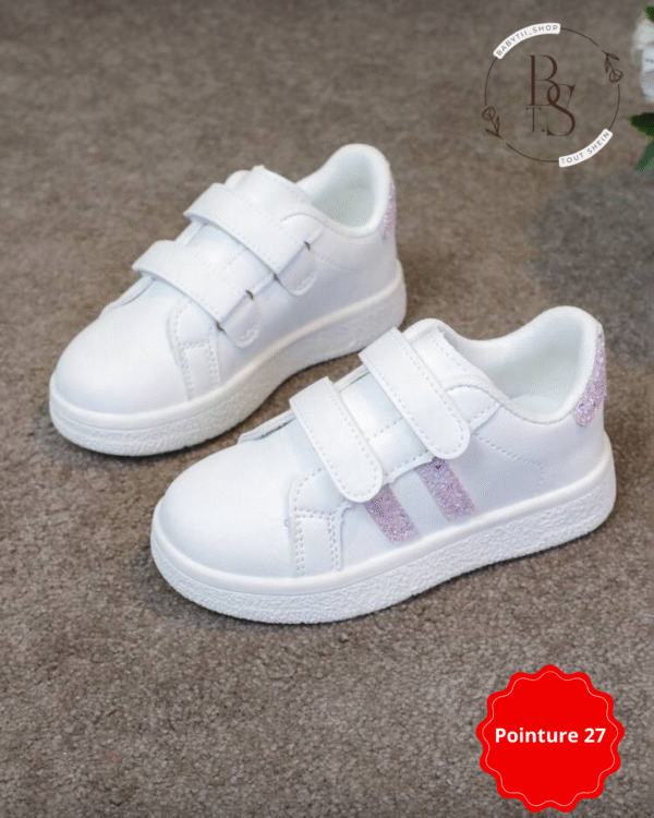 Baskets enfant blanches scratch papillon & cœur – Pointure 27