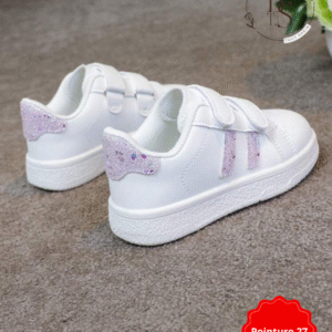Baskets enfant blanches scratch papillon & cœur – Pointure 27