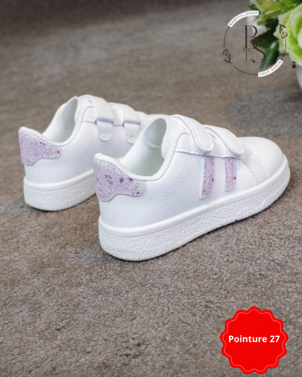 Baskets enfant blanches scratch papillon & cœur – Pointure 27 – Image 3