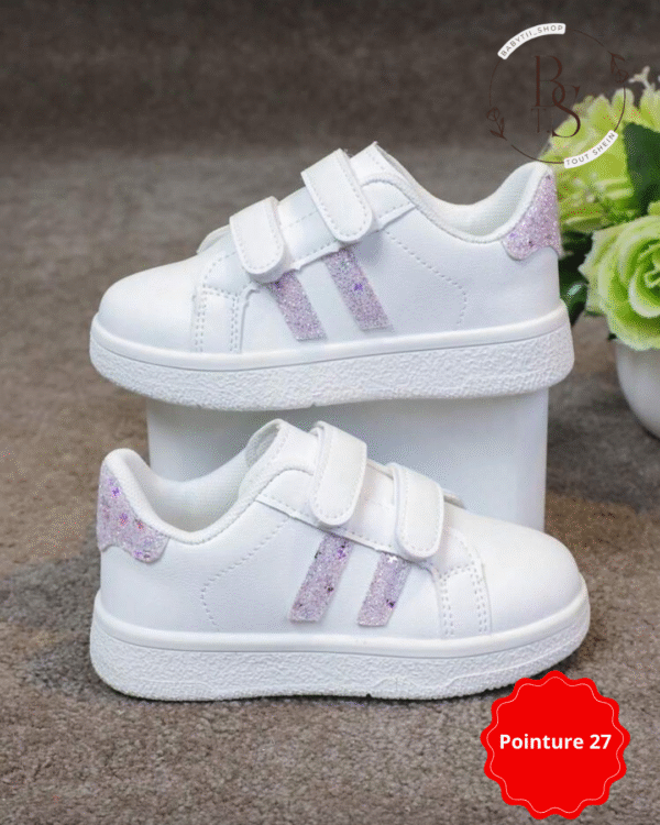 Baskets enfant blanches scratch papillon & cœur – Pointure 27 – Image 2