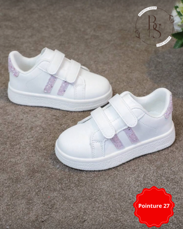 Baskets enfant blanches scratch papillon & cœur – Pointure 27 – Image 4