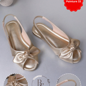 Sandales dorées fille avec nœud papillon – Pointure 33
