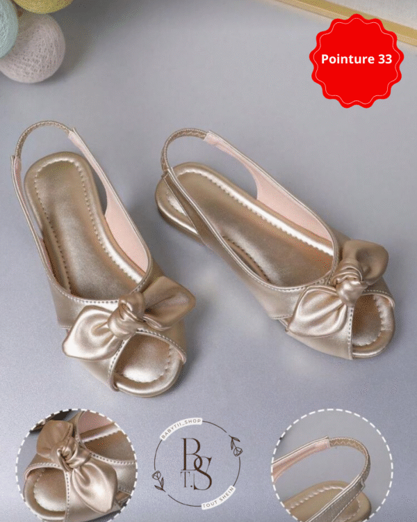 Sandales dorées fille avec nœud papillon – Pointure 33 – Image 2