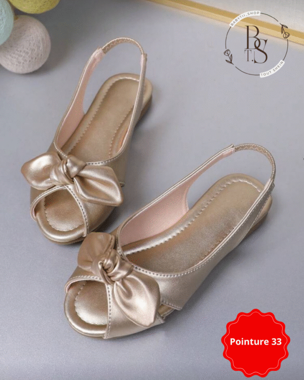 Sandales dorées fille avec nœud papillon – Pointure 33 – Image 3