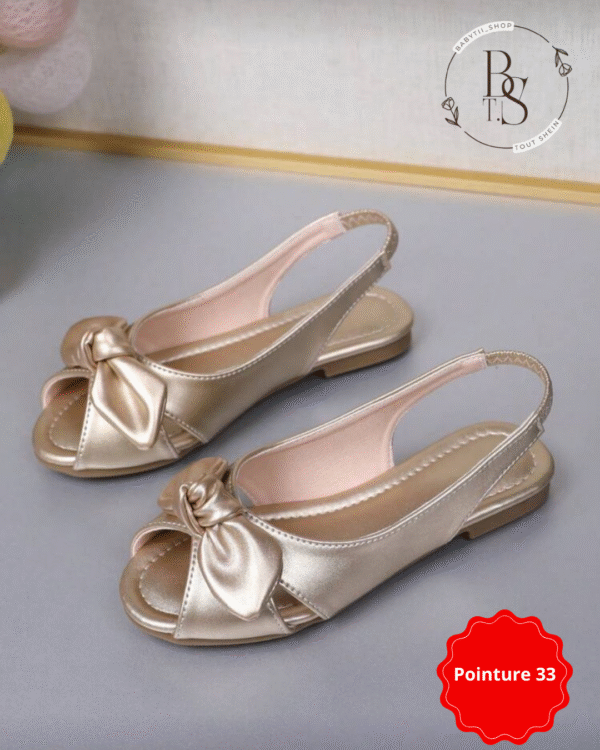 Sandales dorées fille avec nœud papillon – Pointure 33 – Image 4