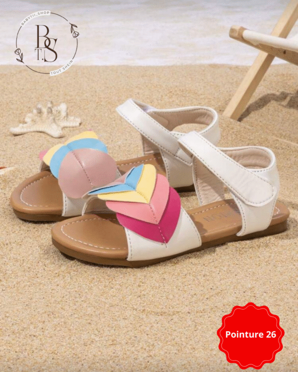 Sandales fille cœur arc-en-ciel mignonnes – Pointure 26