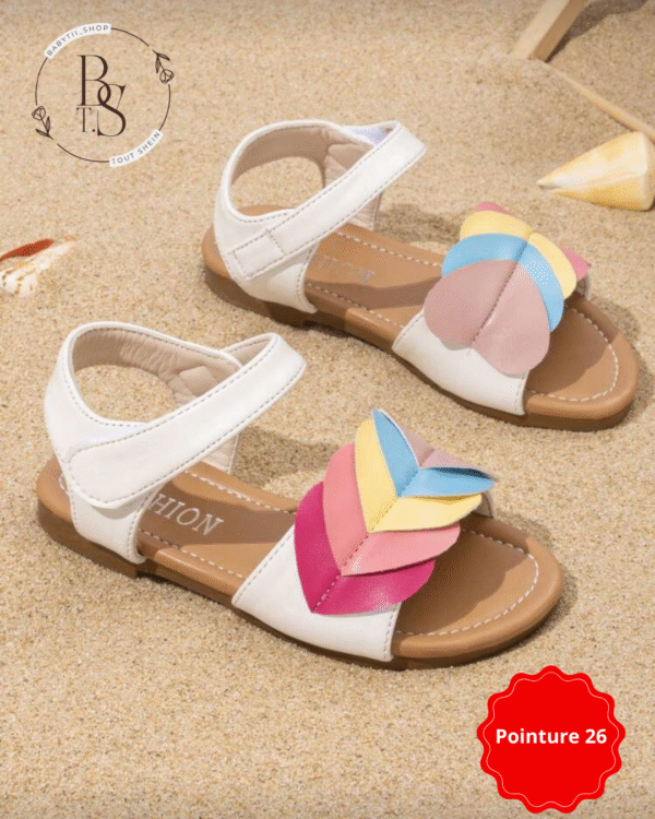 Sandales fille cœur arc-en-ciel mignonnes – Pointure 26 – Image 3
