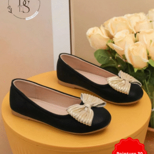 Ballerines noires fille avec nœud doré scintillant – Pointure 30