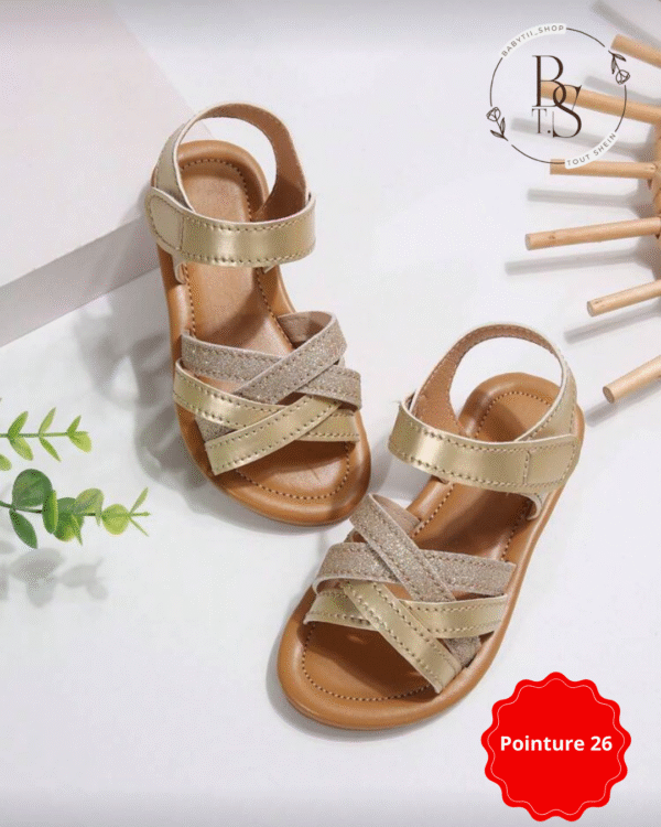 Sandales fille dorées scintillantes confort – Pointure 26 – Image 3