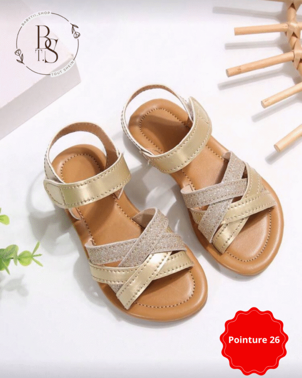 Sandales fille dorées scintillantes confort – Pointure 26 – Image 2