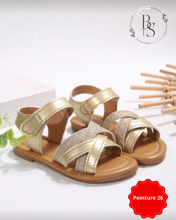 Sandales fille dorées scintillantes confort – Pointure 26