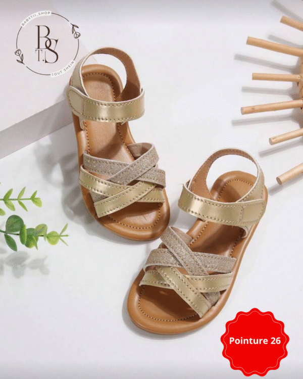 Sandales fille dorées scintillantes confort – Pointure 26 – Image 4