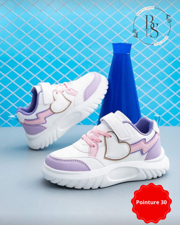 Baskets fille cœur colorées semelle épaisse – Pointure 30 – Image 2