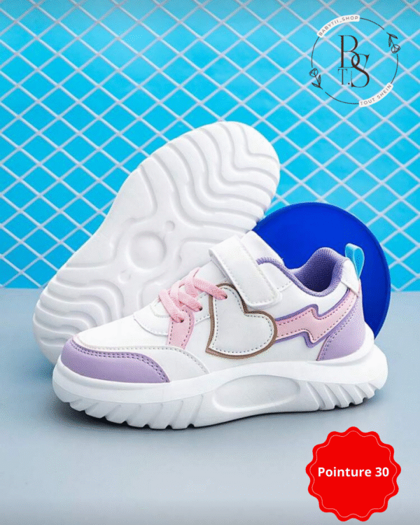 Baskets fille cœur colorées semelle épaisse – Pointure 30