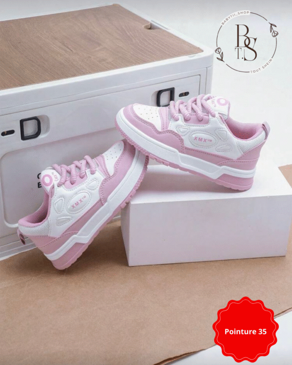 Baskets décontractées fille pointure 35 – Sneakers basses à lacets – Image 3