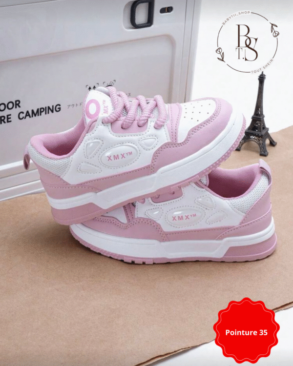 Baskets décontractées fille pointure 35 – Sneakers basses à lacets – Image 2