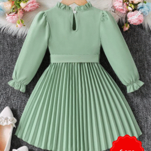 Robe pour jeune fille avec franges, manches à volants et ceinture – 6 ans