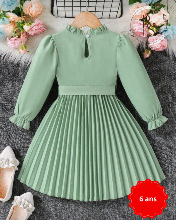 Robe pour jeune fille avec franges, manches à volants et ceinture – 6 ans – Image 2