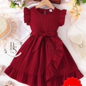 Robe fille 4 ans – Décontractée à volants avec ceinture été