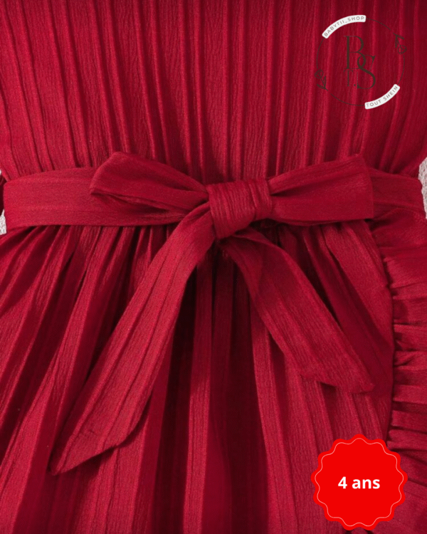 Robe fille 4 ans – Décontractée à volants avec ceinture été – Image 3