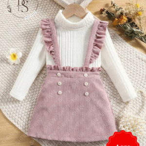 Ensemble fille 4 ans – Jupe en velours côtelé + pull col roulé