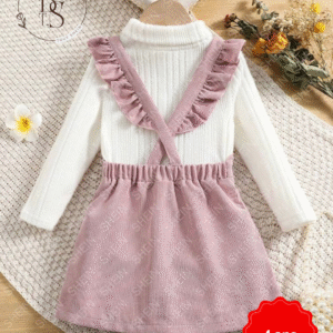 Ensemble fille 4 ans – Jupe en velours côtelé + pull col roulé