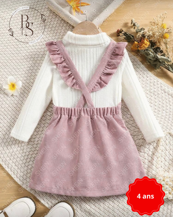Ensemble fille 4 ans – Jupe en velours côtelé + pull col roulé – Image 2