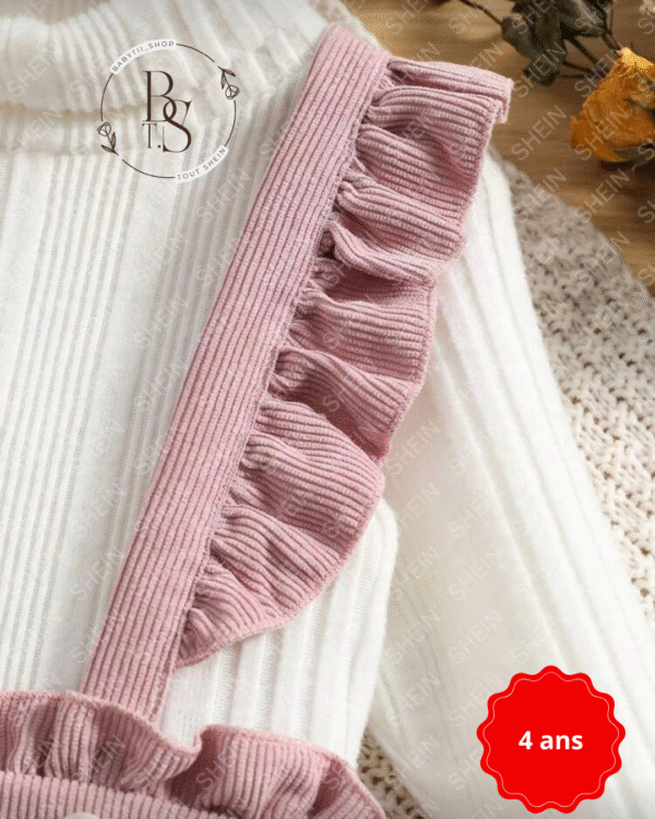 Ensemble fille 4 ans – Jupe en velours côtelé + pull col roulé – Image 3