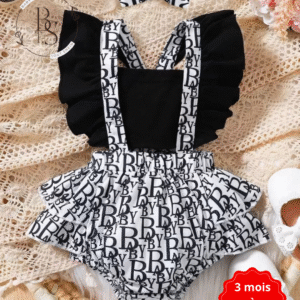 Body bébé fille 3-6 mois – Imprimé lettres à volants + bandeau