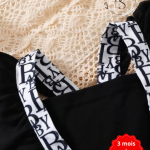 Body bébé fille 3-6 mois – Imprimé lettres à volants + bandeau