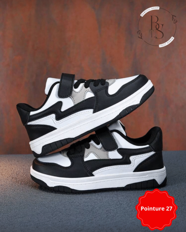 Chaussures enfant skate mode classique – Noir & blanc – Pointure 27 – Image 4