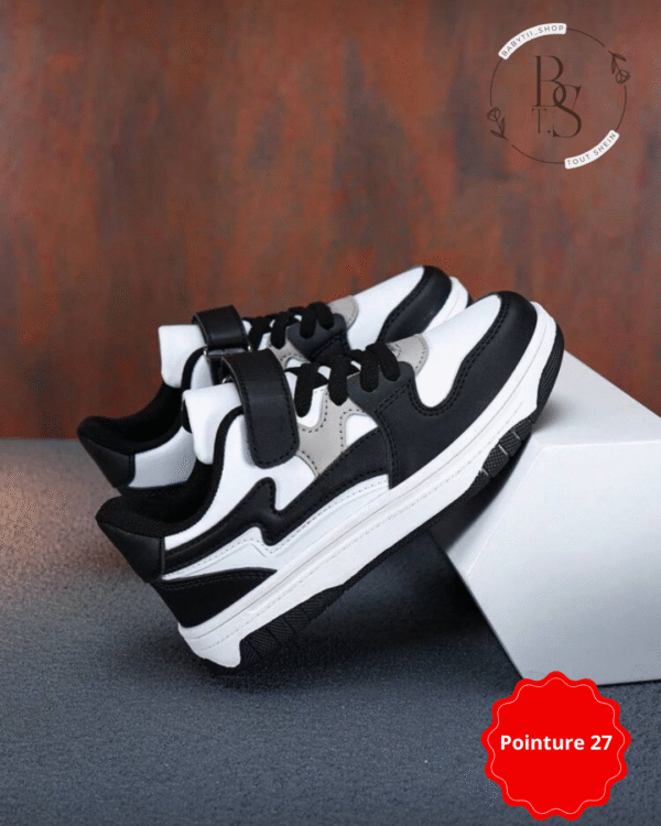 Chaussures enfant skate mode classique – Noir & blanc – Pointure 27 – Image 3