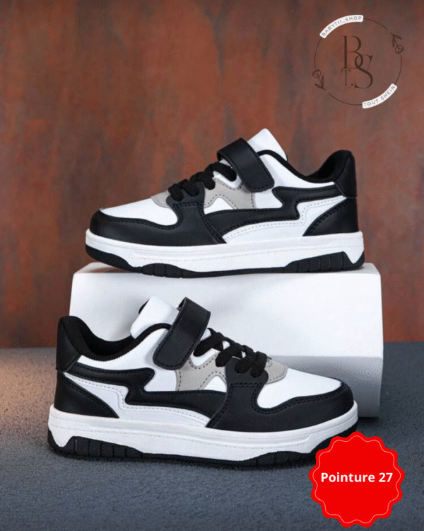 Chaussures enfant skate mode classique – Noir & blanc – Pointure 27