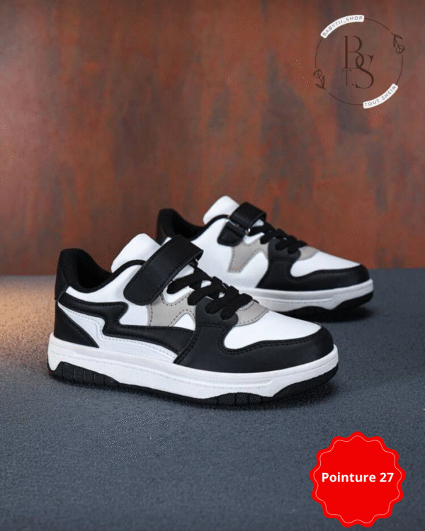 Chaussures enfant skate mode classique – Noir & blanc – Pointure 27 – Image 2