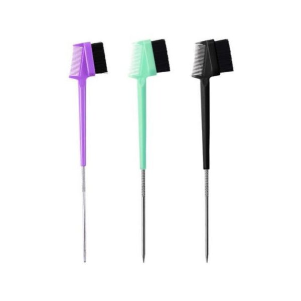 Brosse à Cheveux et Sourcils – Brosse Multifonctionnelle de Coiffure et de Coloration avec Pointe Métallique