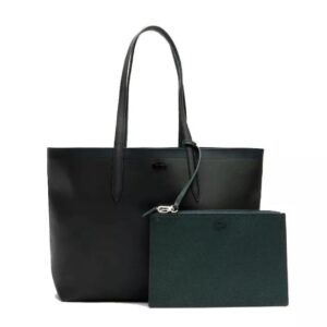 Sac à main réversible type Lacoste – Noir ⇆ Vert