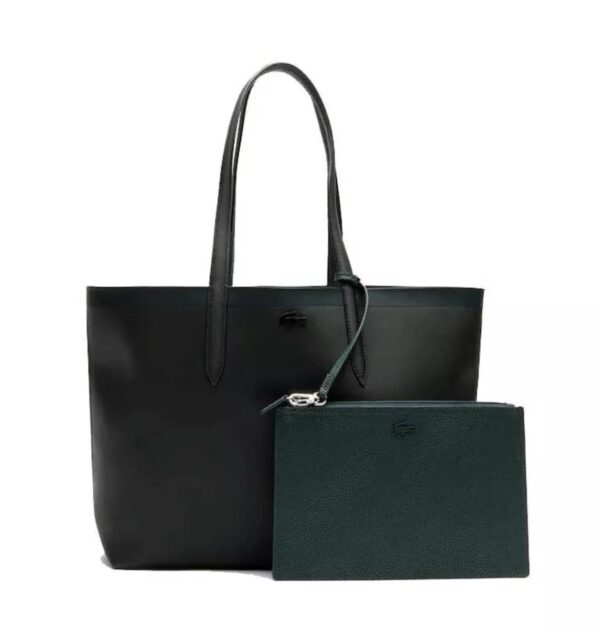 Sac à main réversible type Lacoste – Noir ⇆ Vert