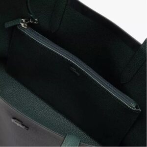 Sac à main réversible type Lacoste – Noir ⇆ Vert