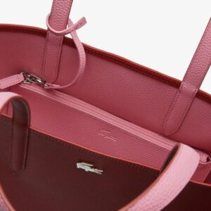Sac à main réversible type Lacoste – Rouge ⇆ Rose