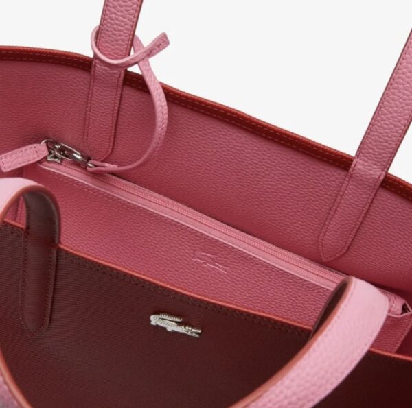 Sac à main réversible type Lacoste – Rouge ⇆ Rose – Image 2