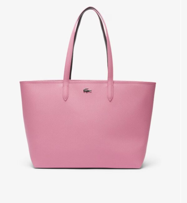Sac à main réversible type Lacoste – Beige ⇆ Rose