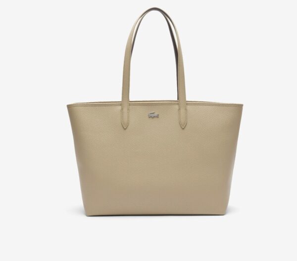 Sac à main réversible type Lacoste – Beige ⇆ Rose – Image 2