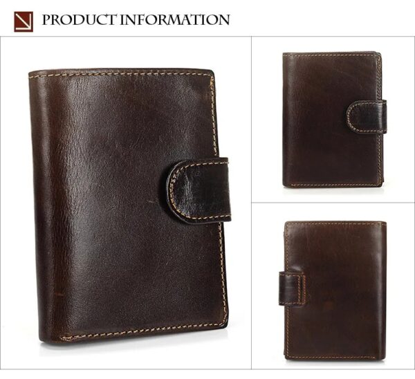Portefeuille homme cuir véritable ZH226 – Bouton-pression compact – Image 2