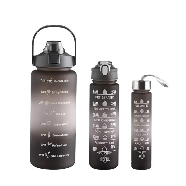 Gourdes Silicone Motivational – Lot de 3 tailles (2 L + 1 L + 0,5L)